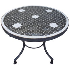 Black / White Moroccan Mosaic Table, Choice of Base Height