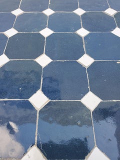 Blue / White Moroccan Mosaic Table, Choice of Base Height