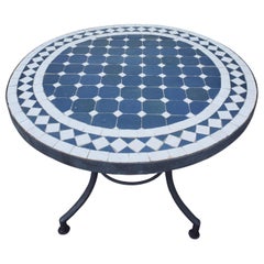 Blue / White Moroccan Mosaic Table, Choice of Base Height
