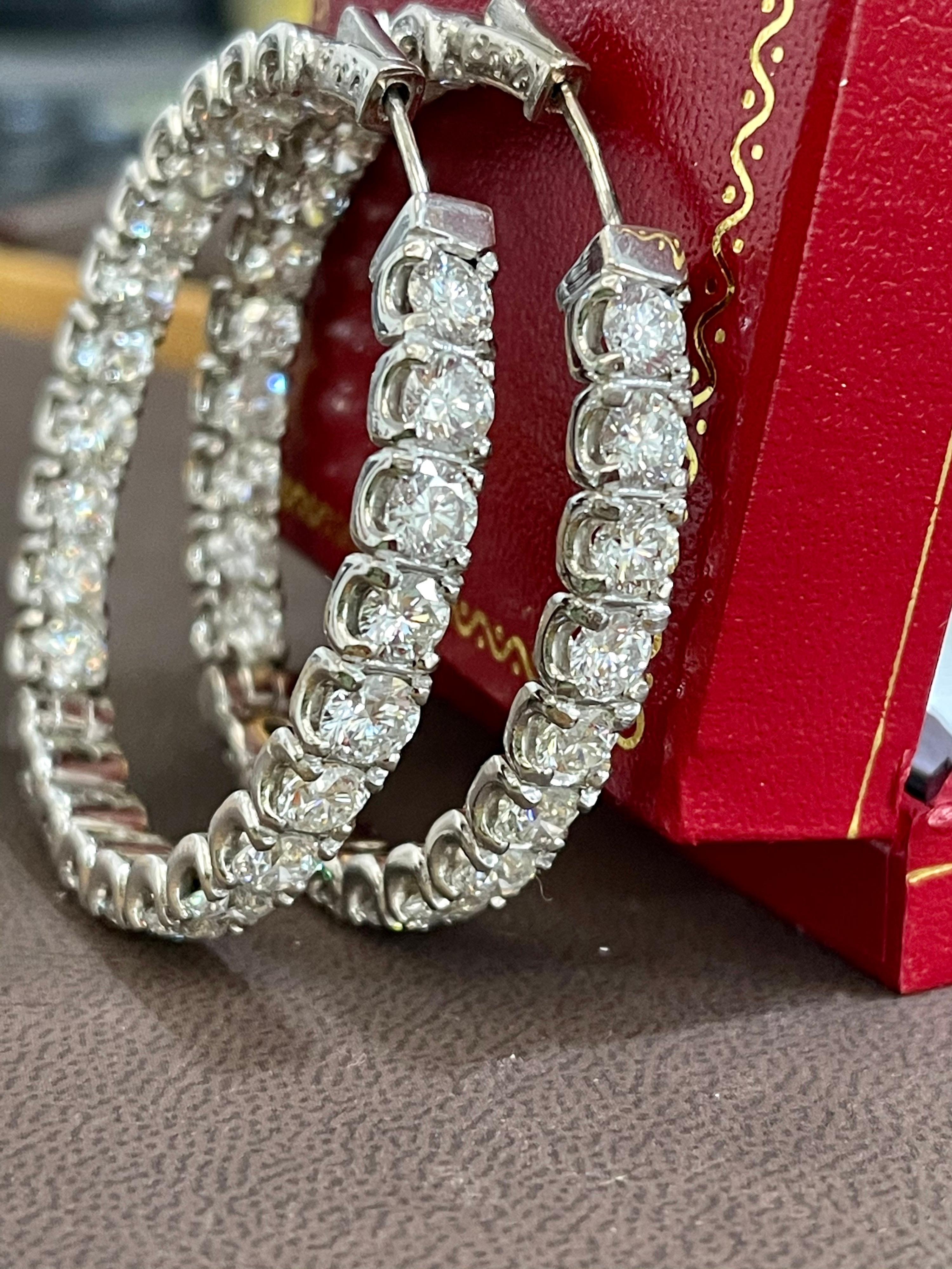 24 Carat, 50 Pointer Each Diamond Inside Out Hoop Earrings 14 Karat White Gold 7
