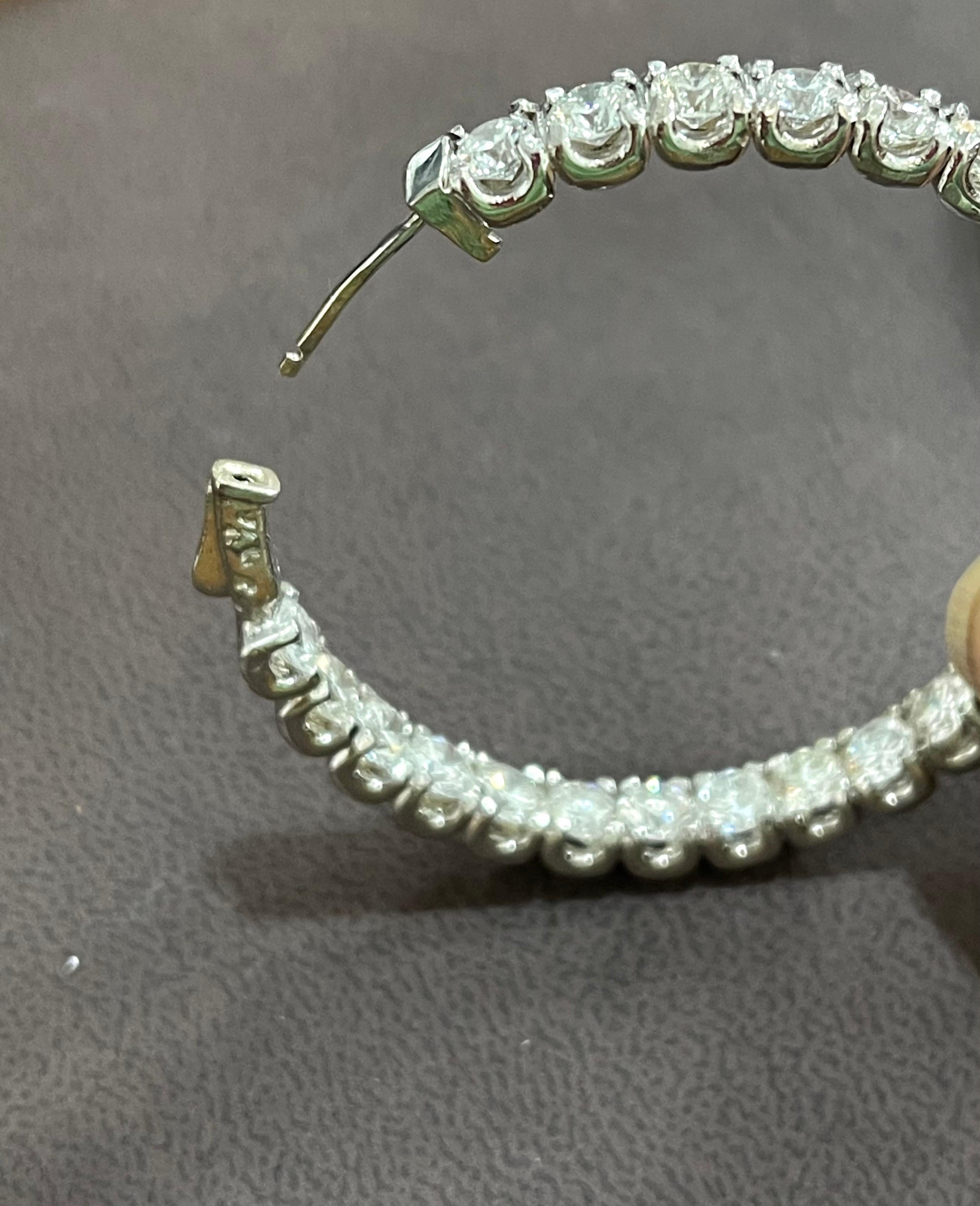 Women's 24 Carat, 50 Pointer Each Diamond Inside Out Hoop Earrings 14 Karat White Gold