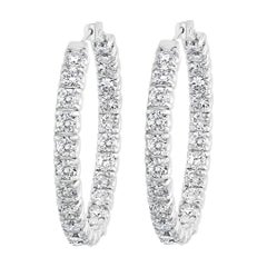 24 Carat, 50 Pointer Each Diamond Inside Out Hoop Earrings 14 Karat White Gold