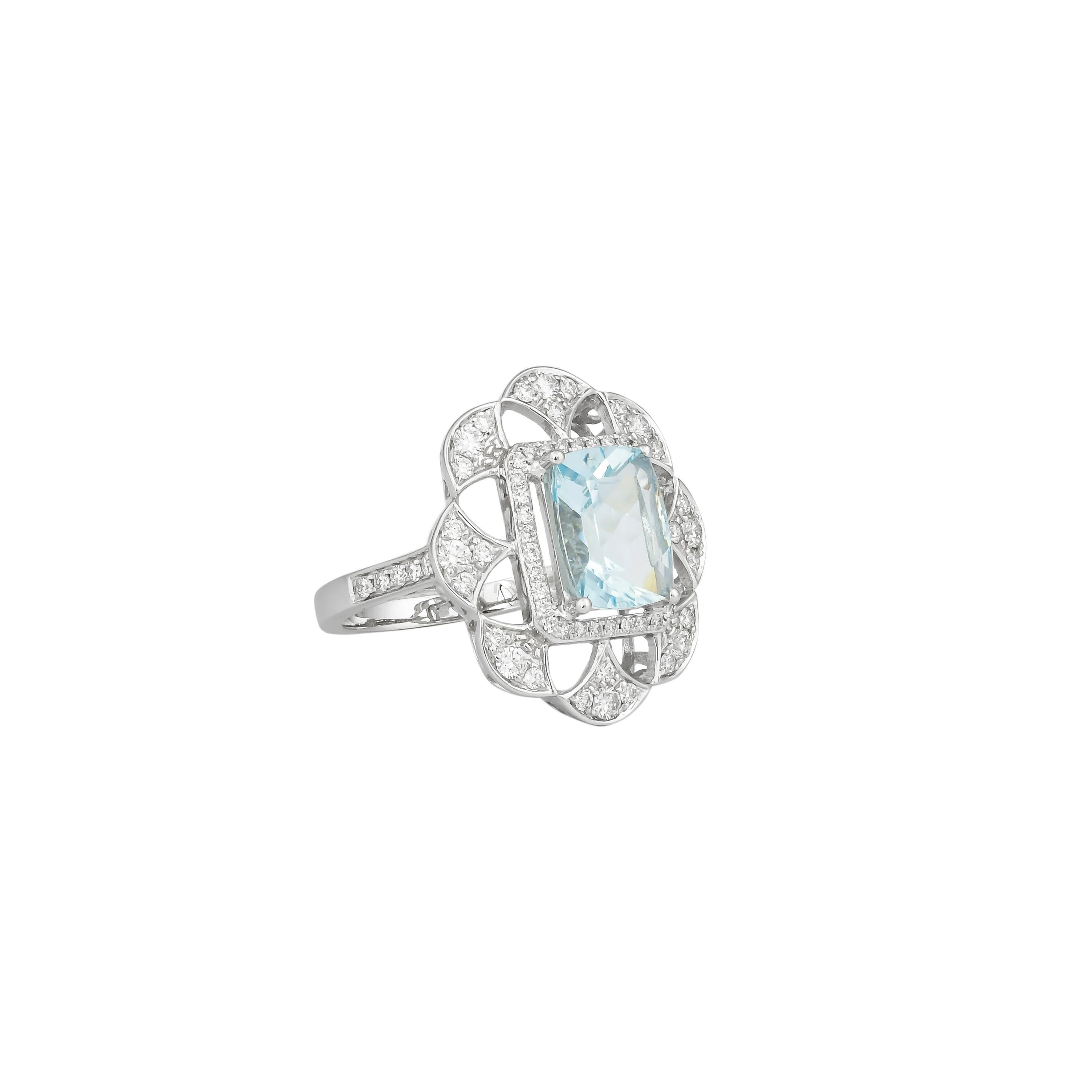 This collection features an array of aquamarines with an icy blue hue that is as cool as it gets! Accented with diamonds these rings are made in white and present a classic yet elegant look. 

Classic aquamarine ring in 18K white gold with diamonds.