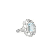 Sunita Nahata Aquamarine 2.40ct. Fancy Ring in 18K White Gold with Diamond.