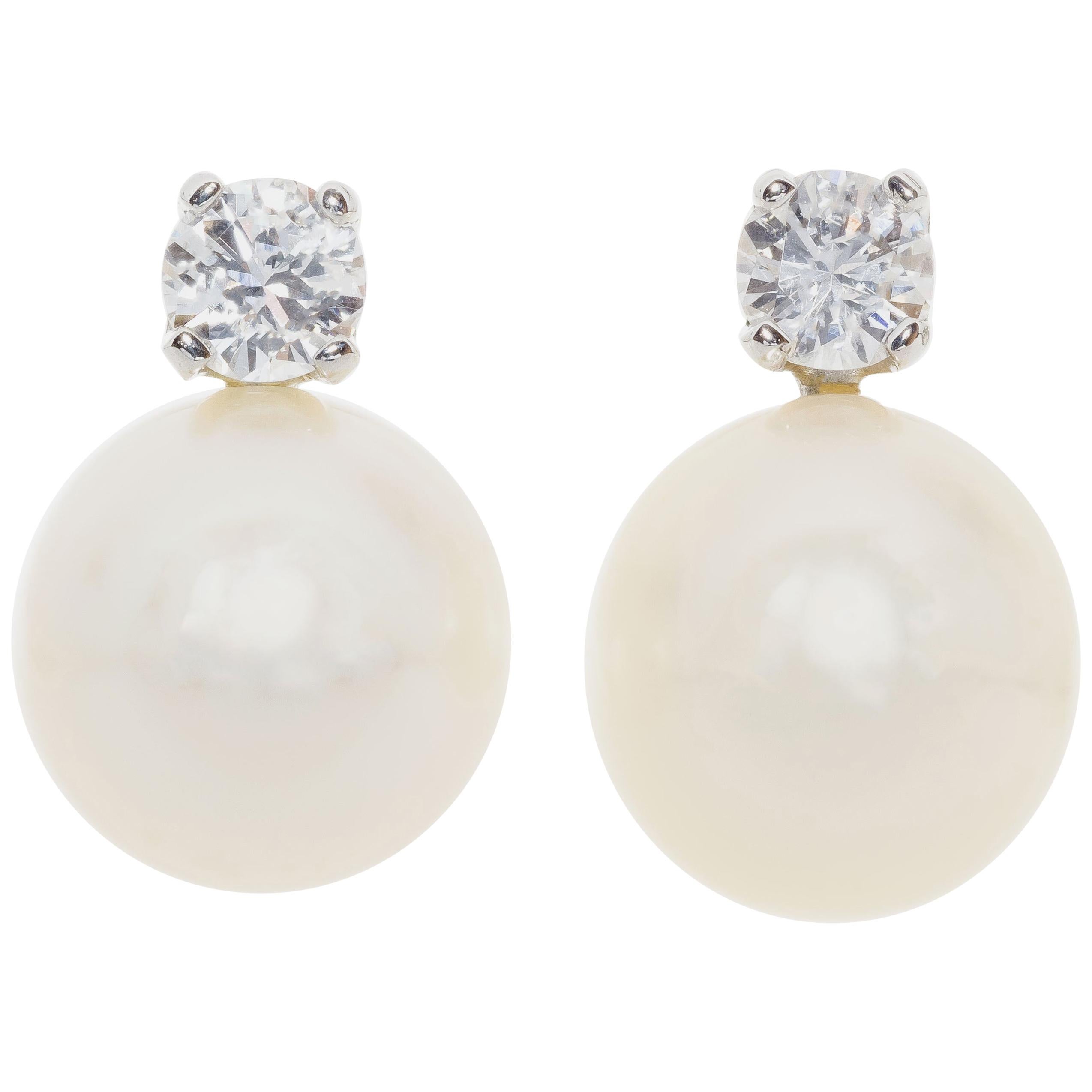.24 Carat Diamond Akoya Pearl Earrings