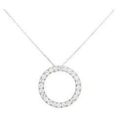 2.4 Carat Diamond Circle Pendant on Chain 14 Karat in Stock