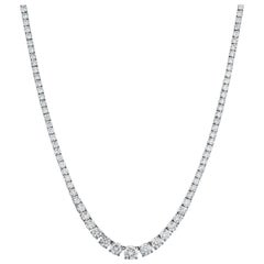 24 Carat Diamond Tennis Necklace 18 Karat White Gold 4 Claws Set Line Riviera