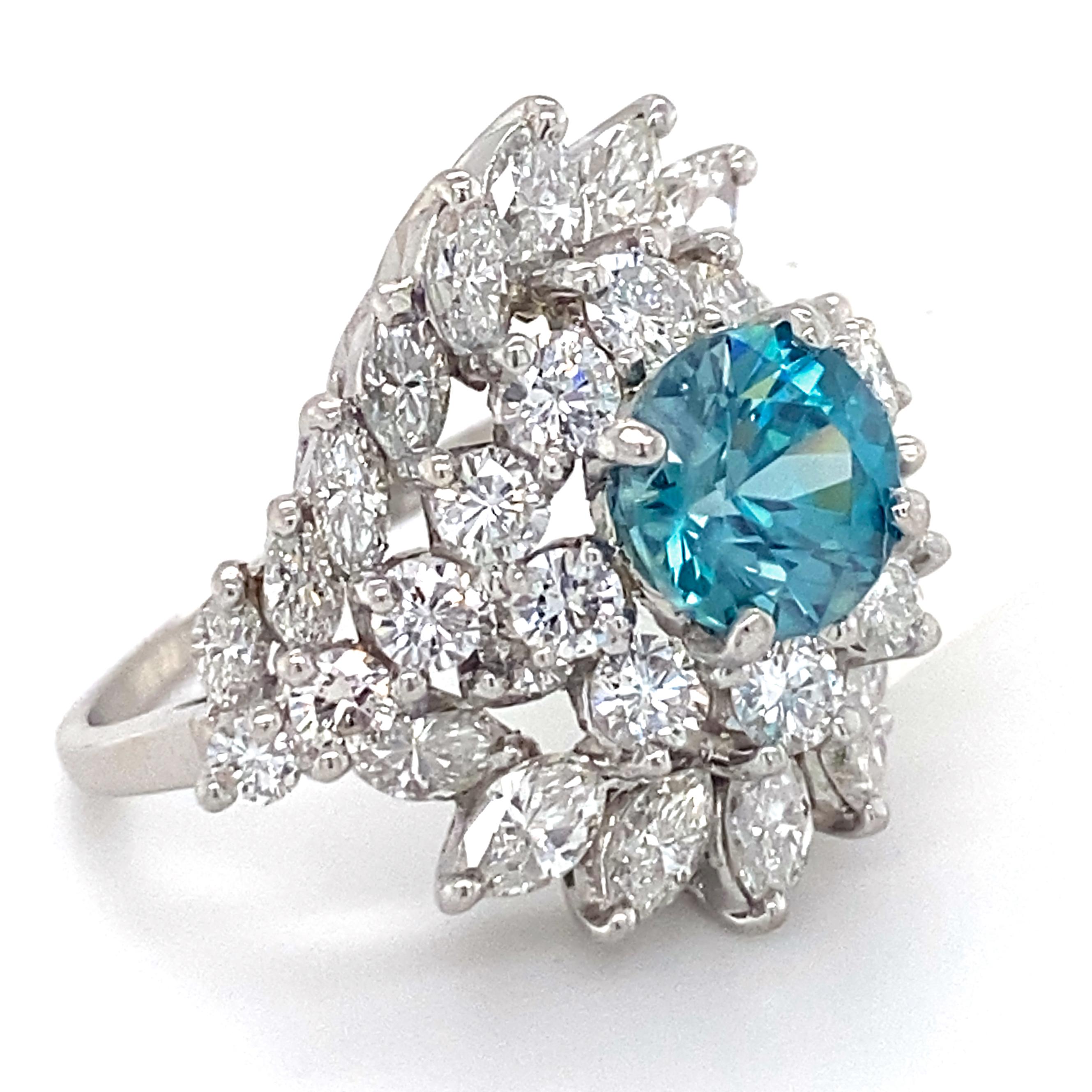These kinds of cocktail rings were as common as cigarettes, girdles and, well, cocktails in the 1950's and 1960's.  Most were 14 karat department store rings with commercial quality diamonds and indifferent workmanship, with an emphasis more on
