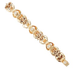 .24 Carat Diamond Yellow Gold Heart Link Bracelet