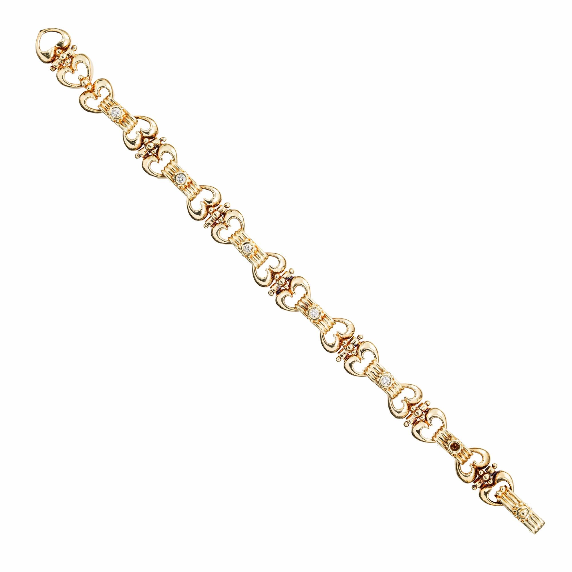 .24 Quilates Diamante Oro Amarillo Pulsera Link Corazón Corte redondo en venta