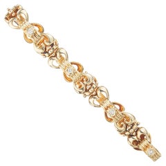 .24 Carat Diamond Yellow Gold Heart Link Bracelet