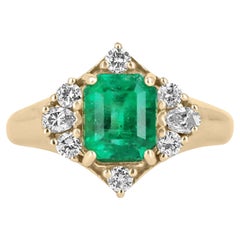 Minimalist 2 Carat Untreated Natural Emerald Diamond Bridal Ring in 18K Gold
