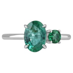 2.4 Carat Emerald Toi Et Moi Diamond Ring 14K White Gold