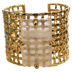 24-carat Gilded Bronze and Rock Crystal Cuff