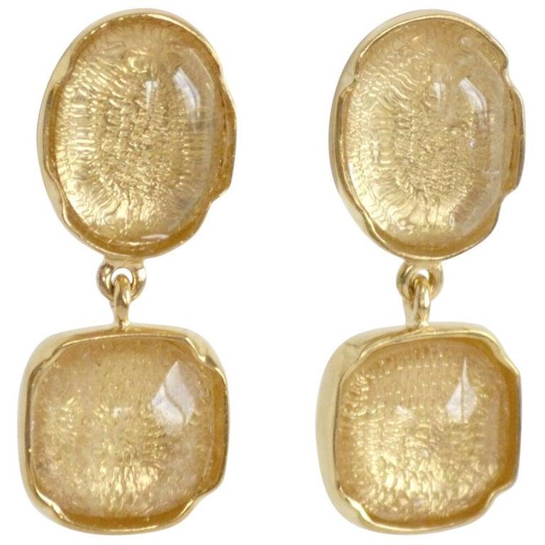 Pendentif en bronze doré 24 carats avec cristal de roche sur MultiChain Unisexe en vente