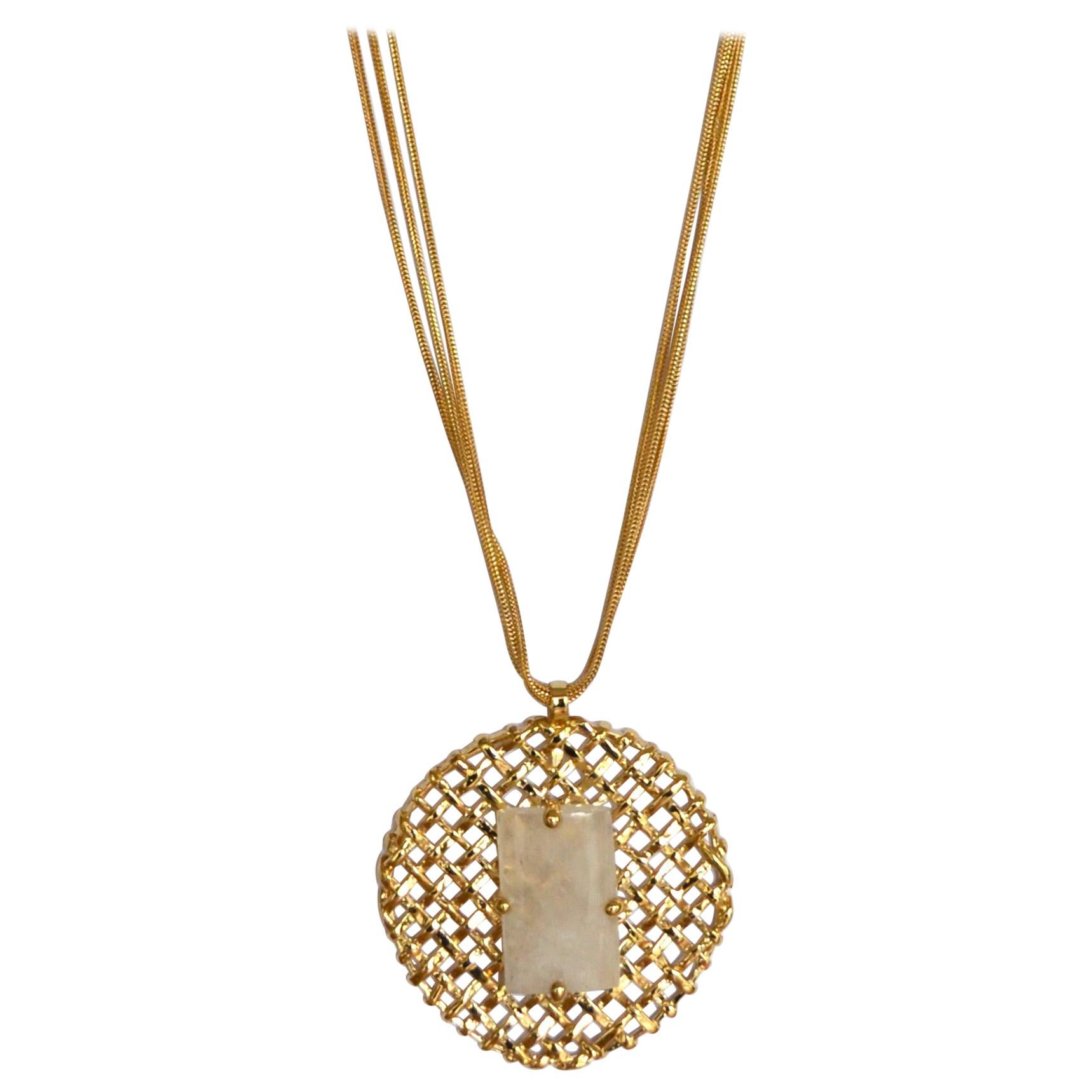 Pendentif en bronze doré 24 carats avec cristal de roche sur MultiChain en vente