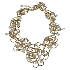 24-carat Gilded Bronze, Rock Crystal, Pink Quartz and Freshwater Pearls Choker
