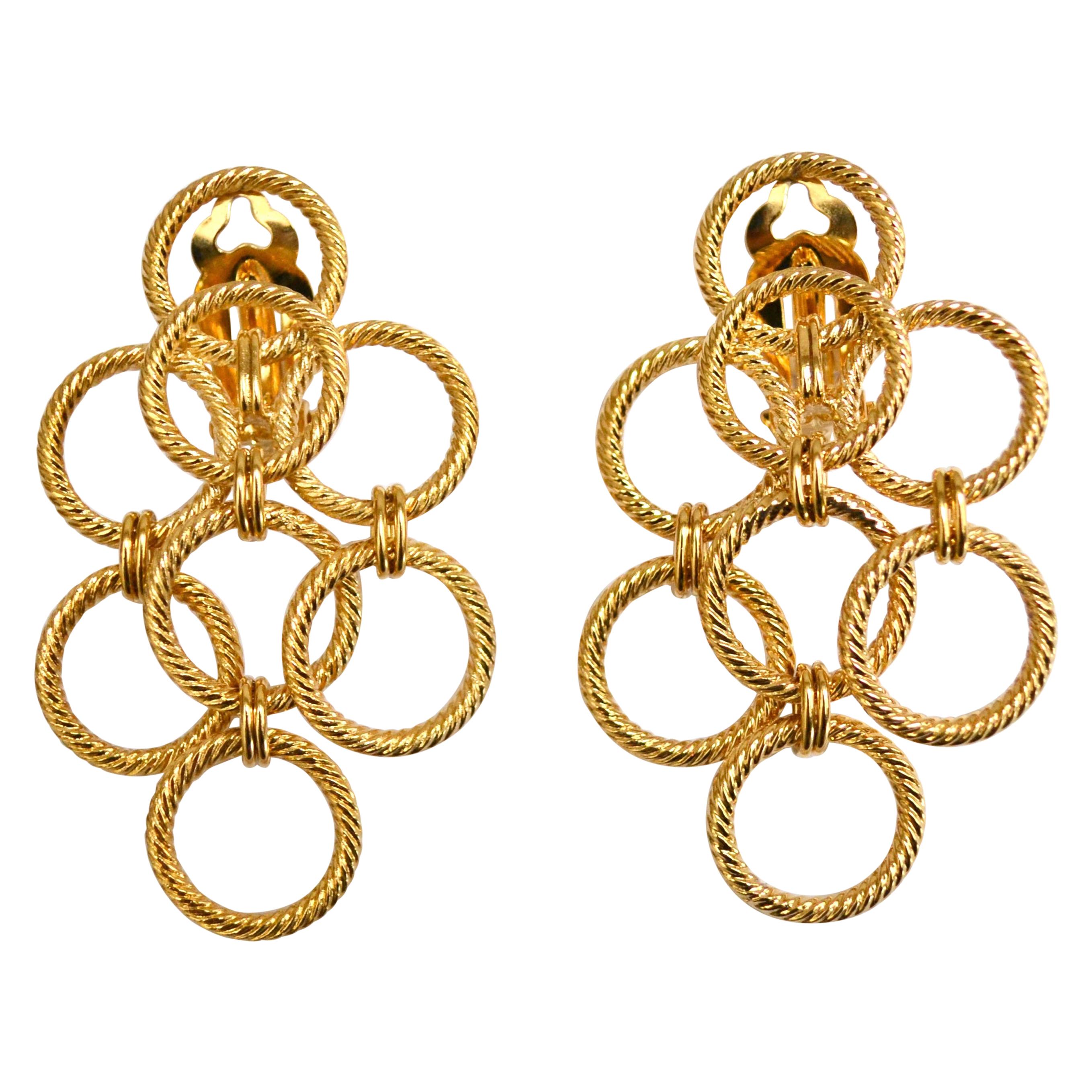 24-Carat Gilded Bronze Triple Clip Earrings