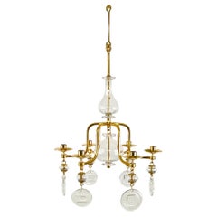 24 carat gilt 1960s chandelier in iron and glass by Erik Höglund – Boda Glasbruk