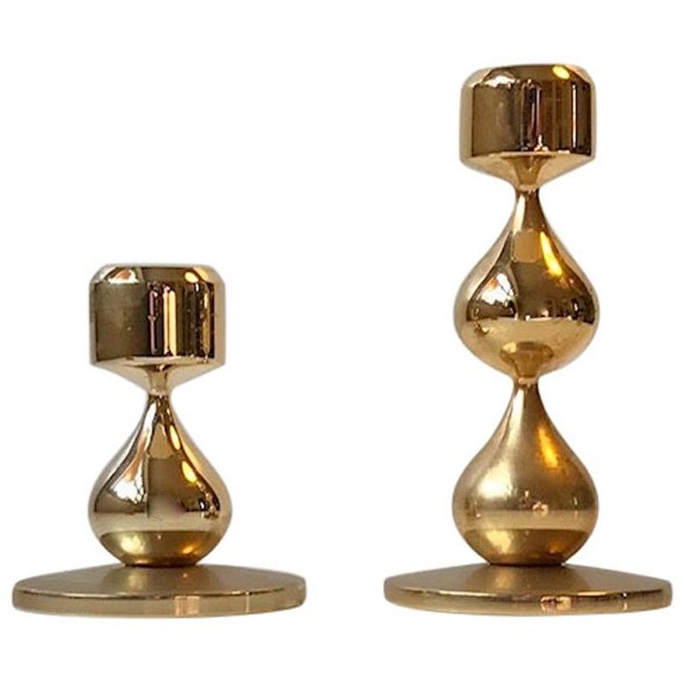 24-Carat Gold Plated Candlesticks by Hugo Asmussen, 1960s, Set of 2 at  1stDibs