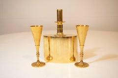 24 Carat Gold Plated Decanter Set by Skultuna Pierre Forssell Sweden, 1960s