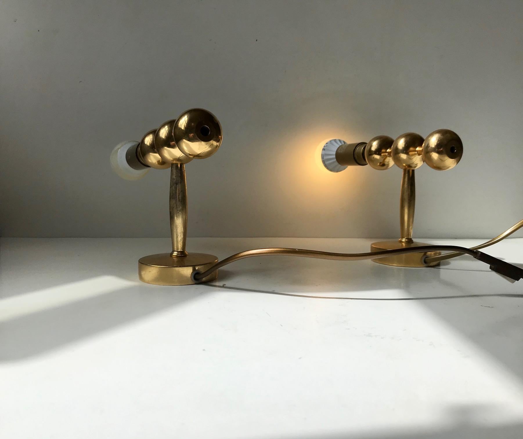 Danish 24 Carat Gold Plated Sconces by Hugo Asmussen, Denmark, 1960s