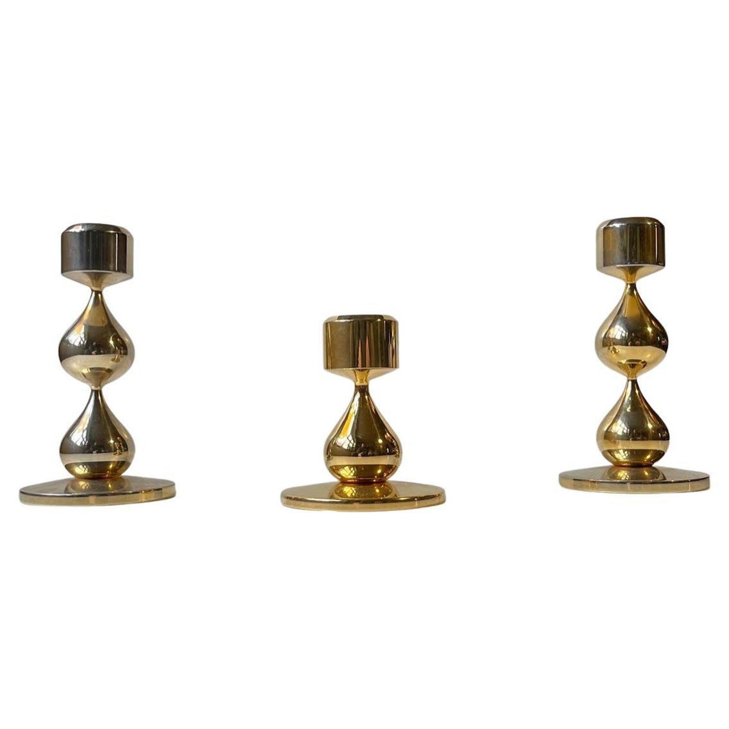 24 Carat Gold Plated Teardrop Candlesticks by Hugo Asmussen For Sale at  1stDibs