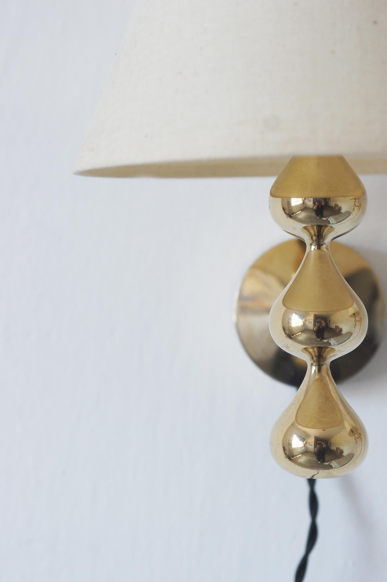 Lámparas de pared lágrima bañadas en oro de 24 quilates de Hugo Asmussen, Dinamarca, años 70, Juego de Chapado en oro en venta