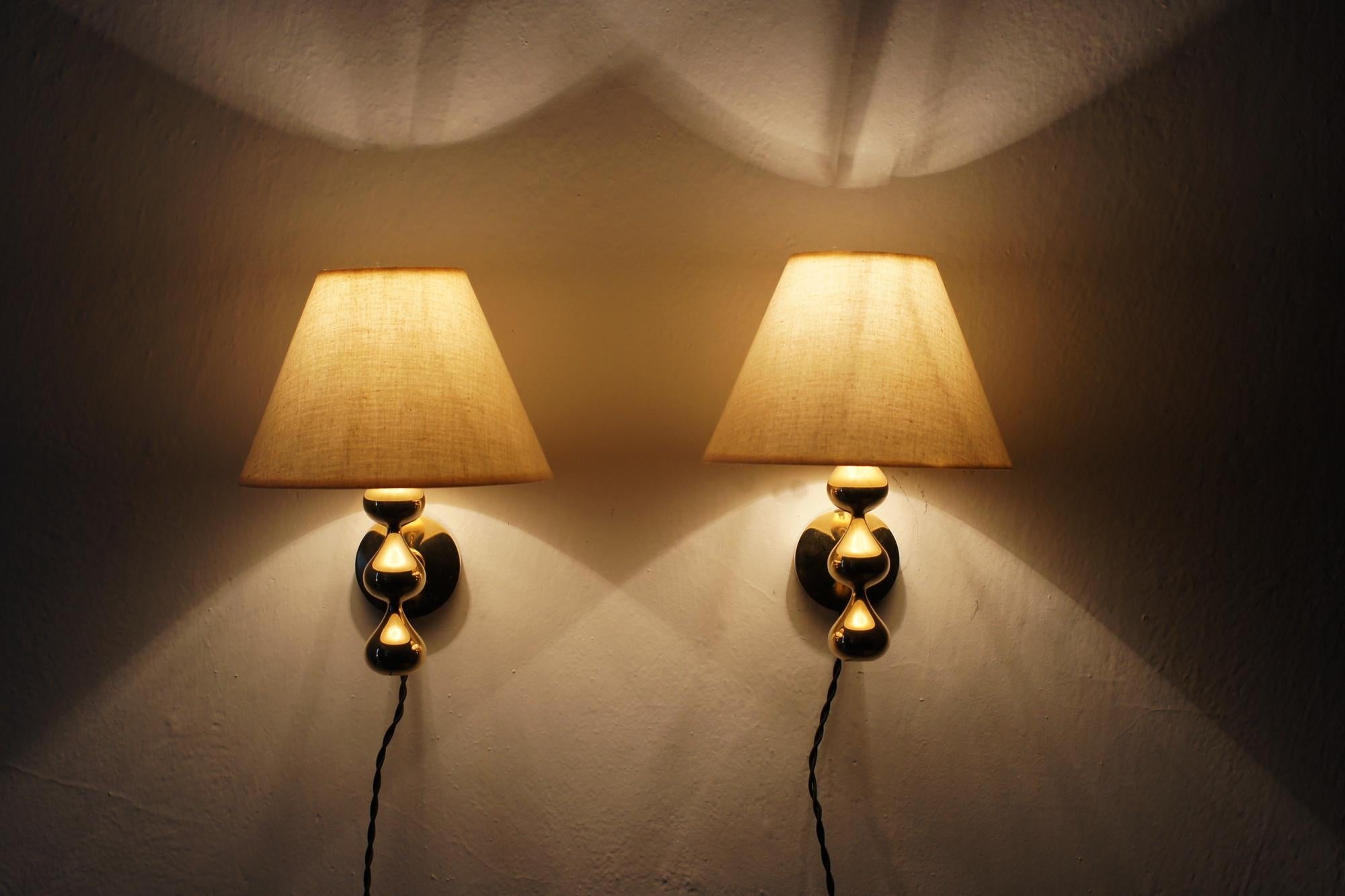 Lámparas de pared lágrima bañadas en oro de 24 quilates de Hugo Asmussen, Dinamarca, años 70, Juego de en venta 3