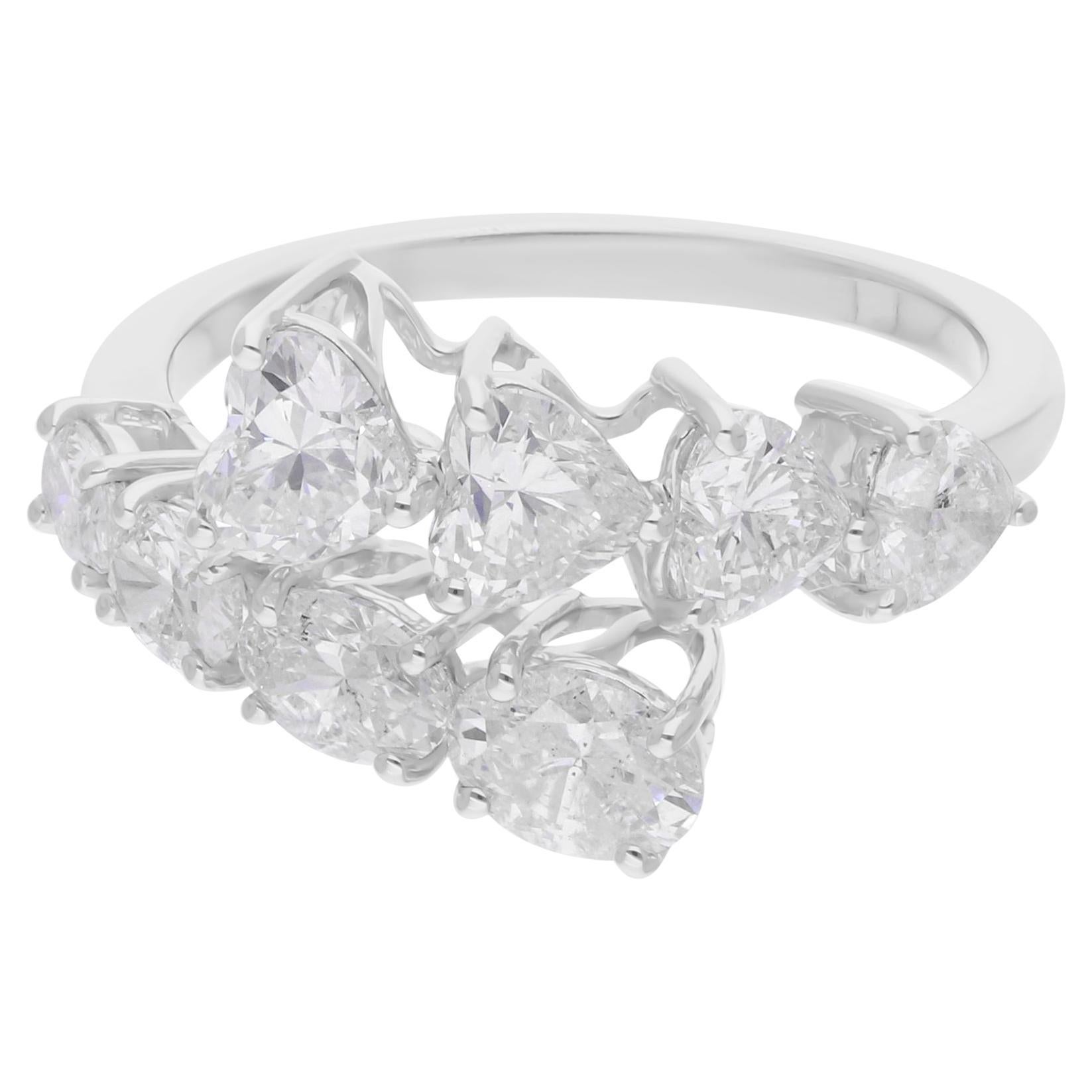 2.4 Carat Heart Oval Brilliant Cut Diamond Wrap Ring 14 Karat White Gold Jewelry