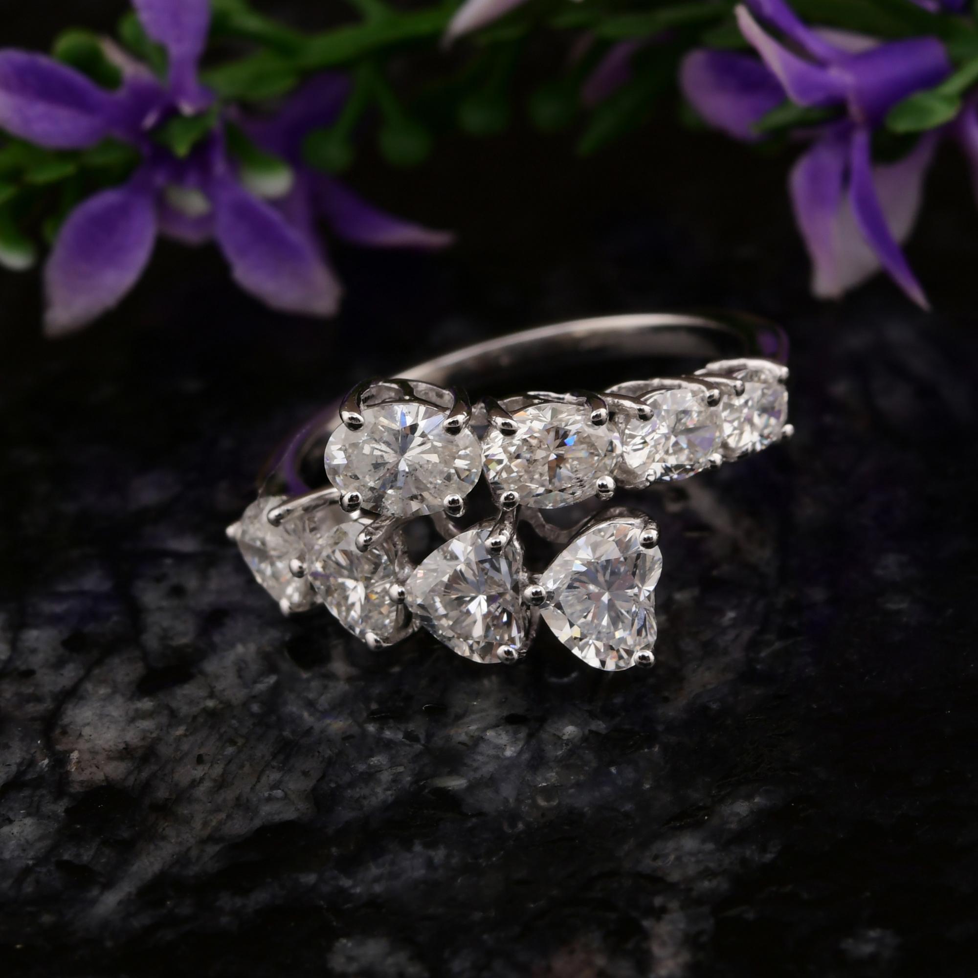 Modern 2.4 Carat Heart Oval Brilliant Cut Diamond Wrap Ring 18 Karat White Gold Jewelry For Sale