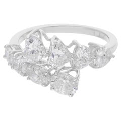 2.4 Carat Heart Oval Brilliant Cut Diamond Wrap Ring 18 Karat White Gold Jewelry