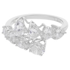 Anillo envolvente de diamantes talla brillante oval de corazón de 2,4 quilates Joyería de oro blanco de 18 quilates