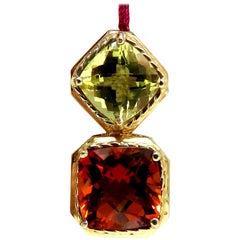 24 Carat Lemon Topaz Citrine Pendant Slide 14 Karat