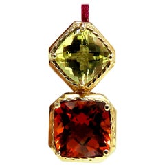 24 Carat Lemon Topaz Citrine Pendant Slide 14 Karat