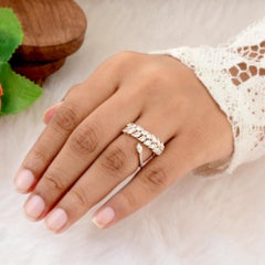 2.4 Carat Marquise Cut Double Row Diamond Cocktail Ring 14 Karat Rose Gold