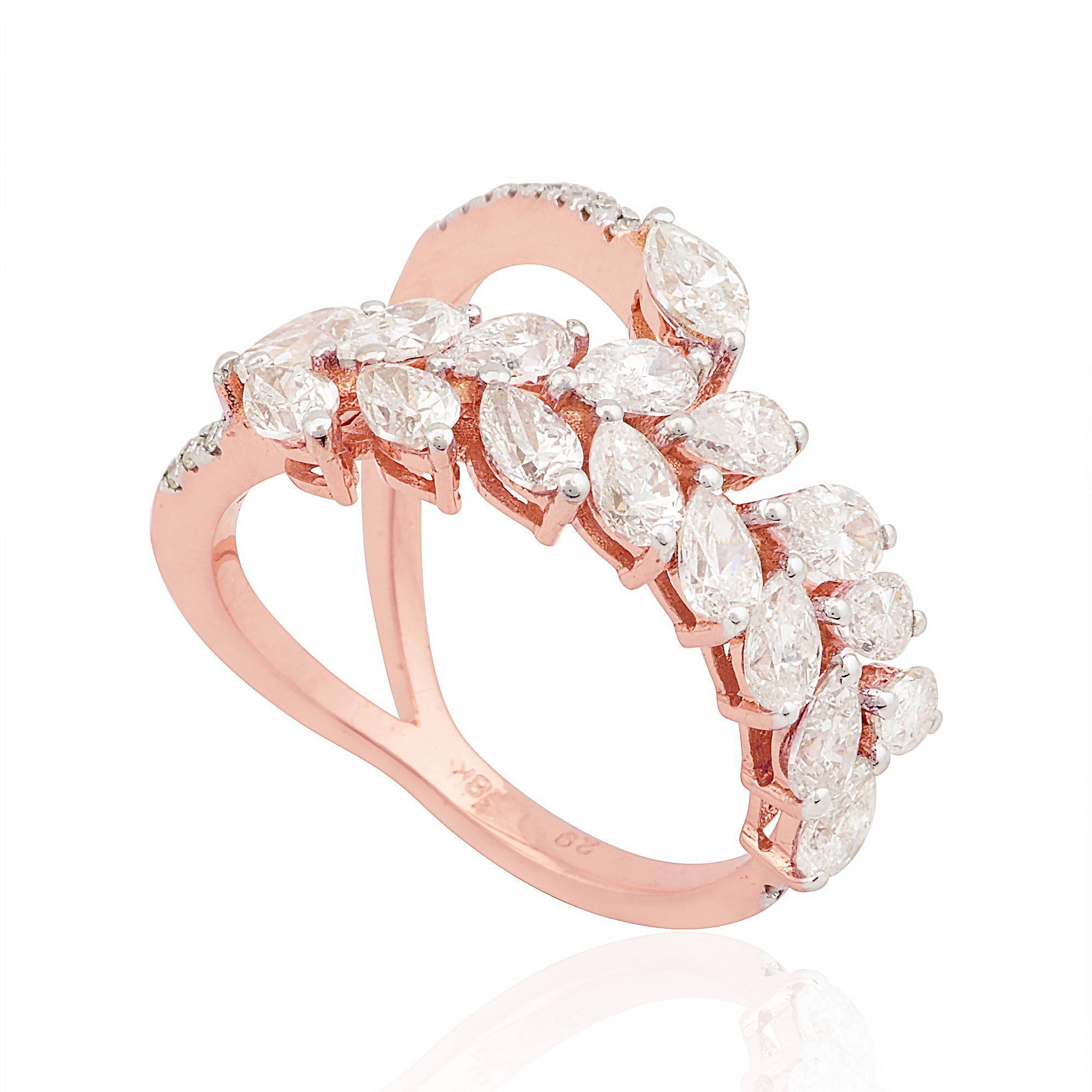 Im Angebot: 2,4 Karat Marquise Schliff Double Row Diamant Cocktail Ring 18 Karat Roségold () 5