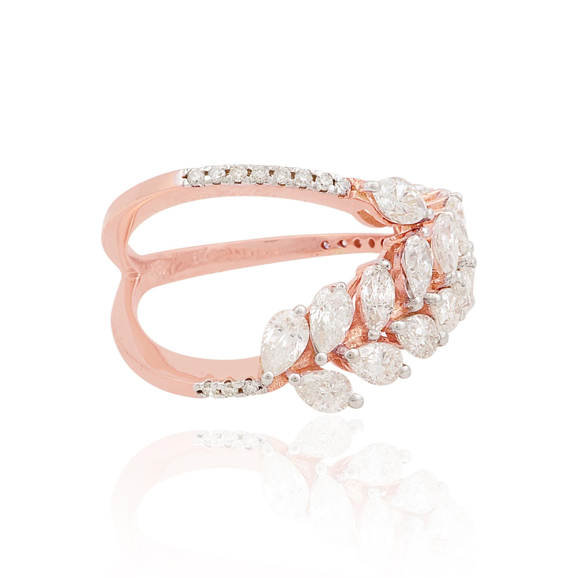 Im Angebot: 2,4 Karat Marquise Schliff Double Row Diamant Cocktail Ring 18 Karat Roségold () 6