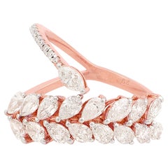 2.4 Carat Marquise Cut Double Row Diamond Cocktail Ring 18 Karat Rose Gold
