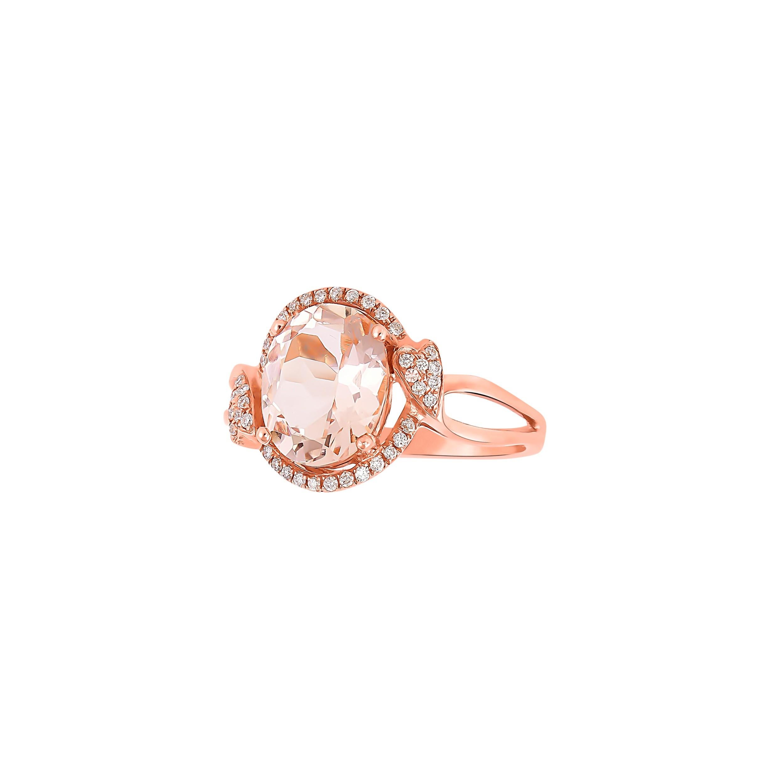 Sunita Nahata Morganit 2.40ct. Fancy Ring aus 18 Karat Roségold mit Diamant. im Zustand „Neu“ im Angebot in Hong Kong, HK