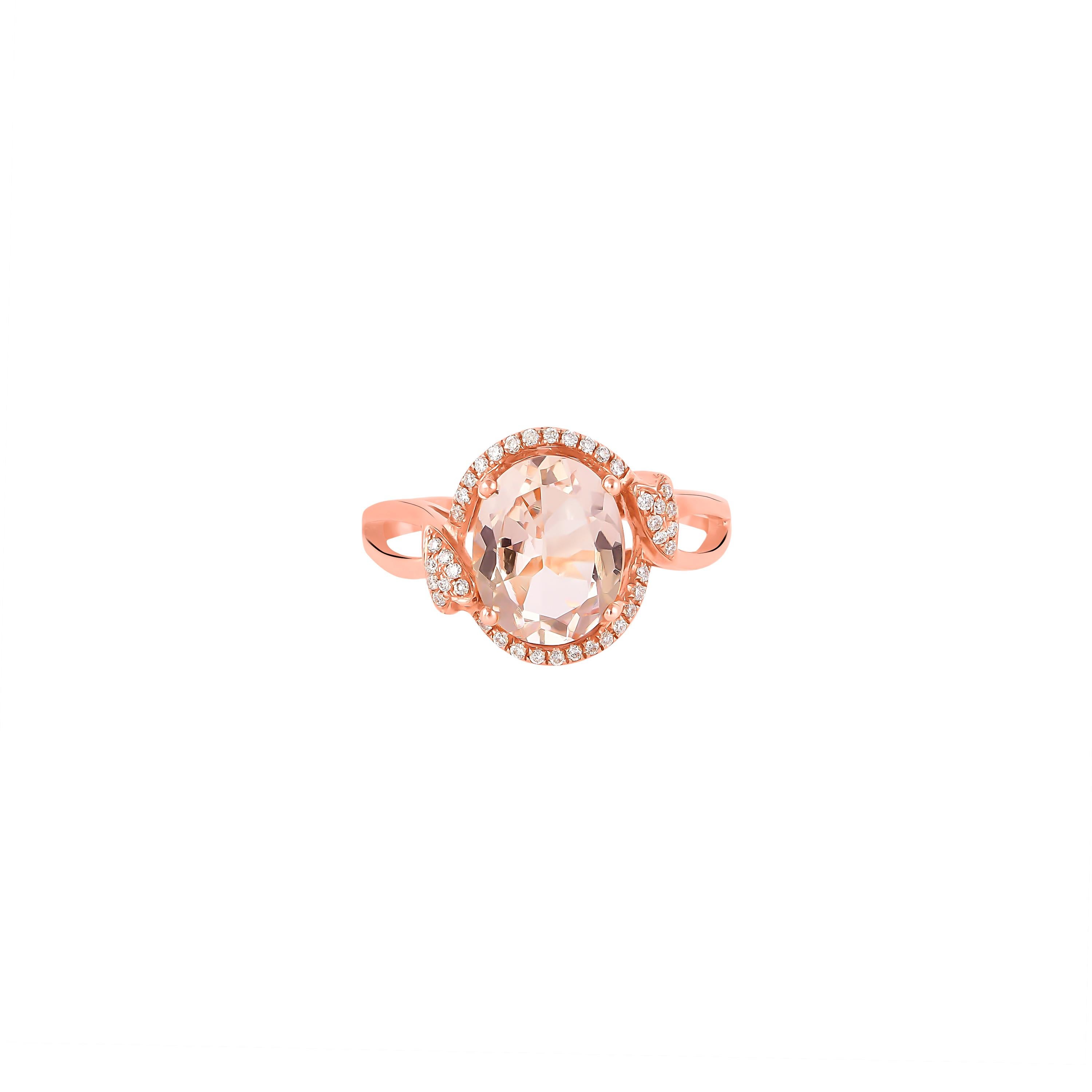 Sunita Nahata Morganit 2.40ct. Fancy Ring aus 18 Karat Roségold mit Diamant. Damen im Angebot