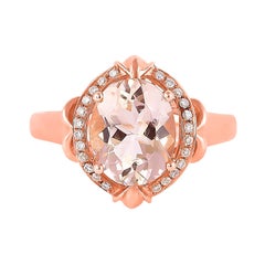Sunita Nahata Morganite 2.40ct. Fancy Ring in 18K Rose Gold with Diamond.