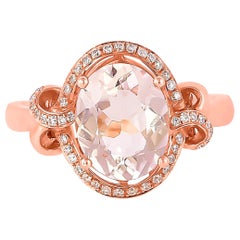 Bague en or rose 18 carats avec Morganite de 2,4 carats et diamants