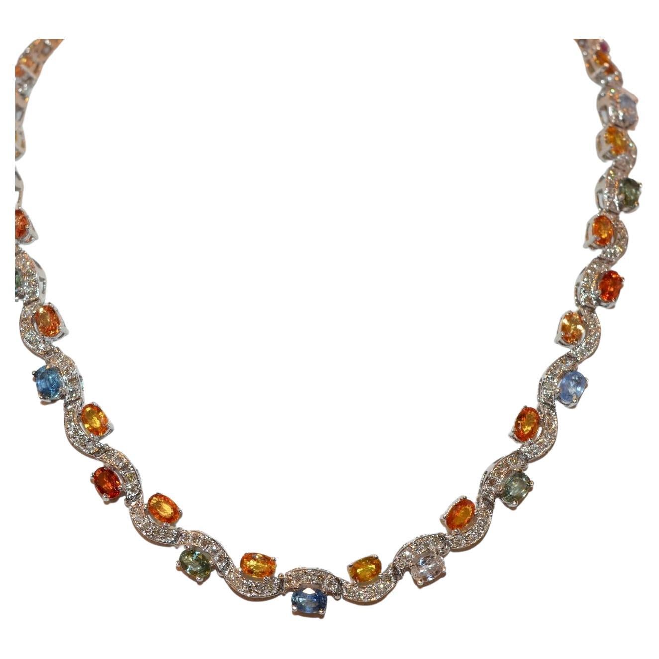 24 Carat Multi-Colored Stones & Diamond Necklace For Sale