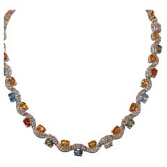24 Carat Multi-Colored Stones & Diamond Necklace