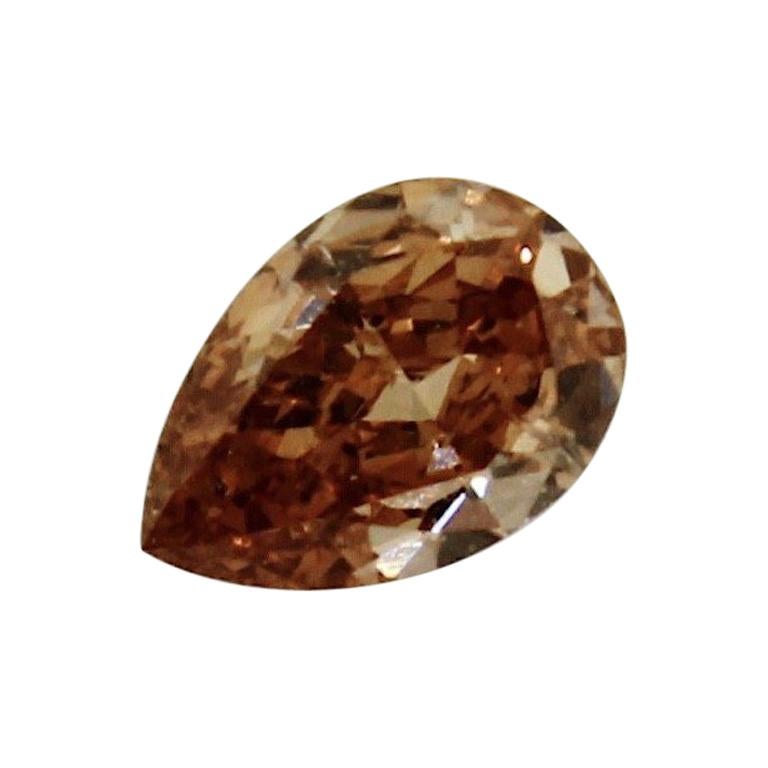 .24 Carat Natural Fancy Deep Brownish Yellowish Orange Pear Shape Diamond For Sale