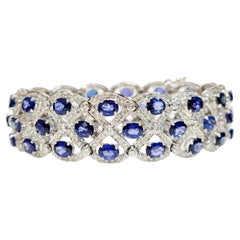 Bracelet en saphir bleu ovale 24 carats