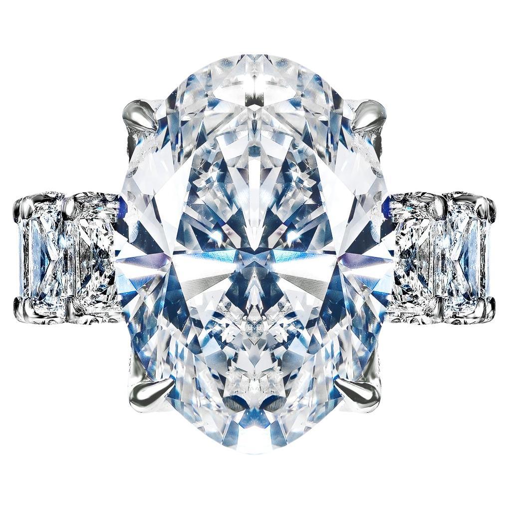 Bague de fiançailles avec diamant taille ovale de 24 carats certifié GIA, H SI2 en vente