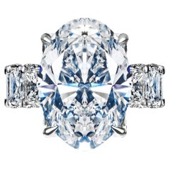 Bague de fiançailles avec diamant taille ovale de 24 carats certifié GIA, H SI2