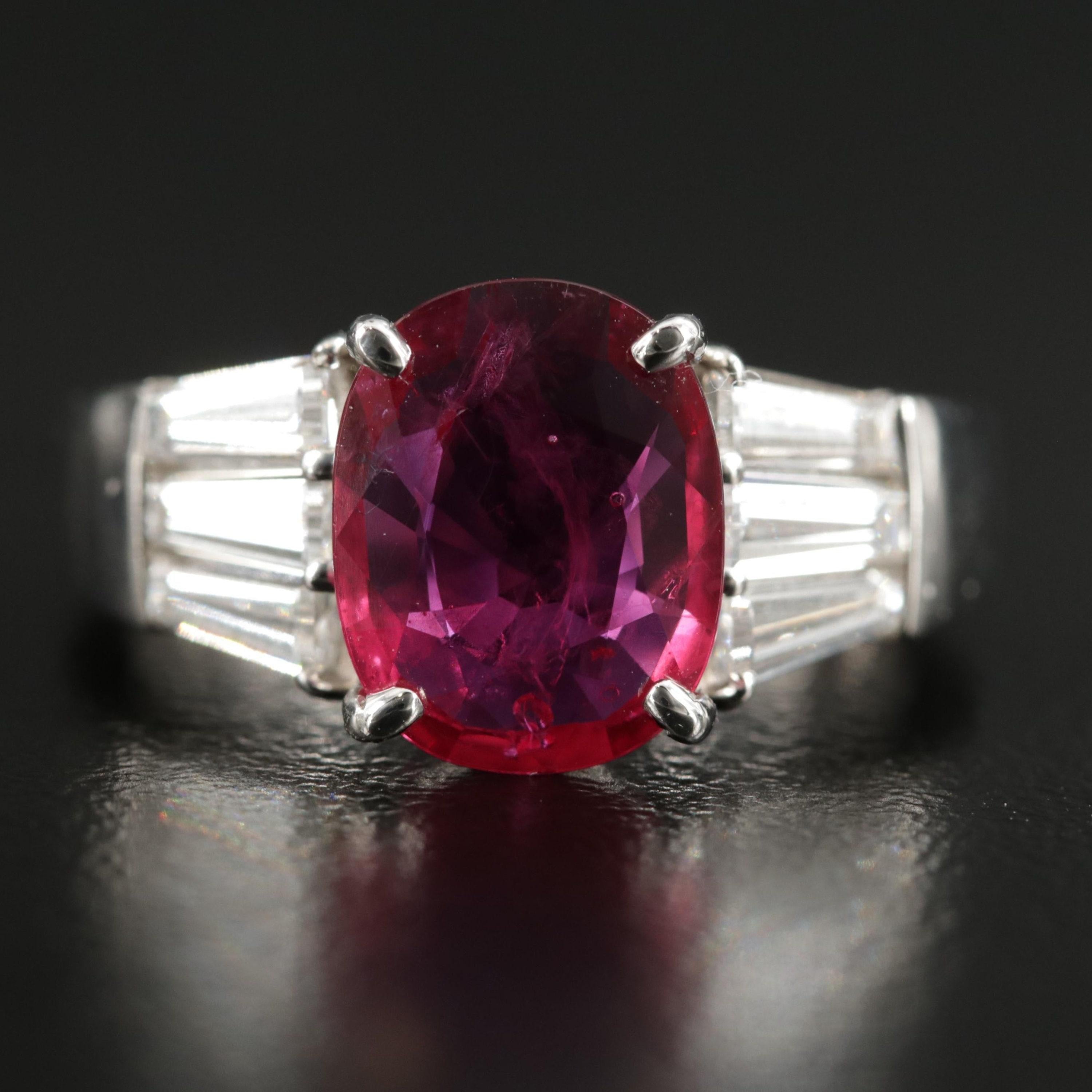 Im Angebot: 2.4 Karat Ovalschliff Rubin Diamant Verlobungsring Weißgold Rubin Hochzeitsring () 6
